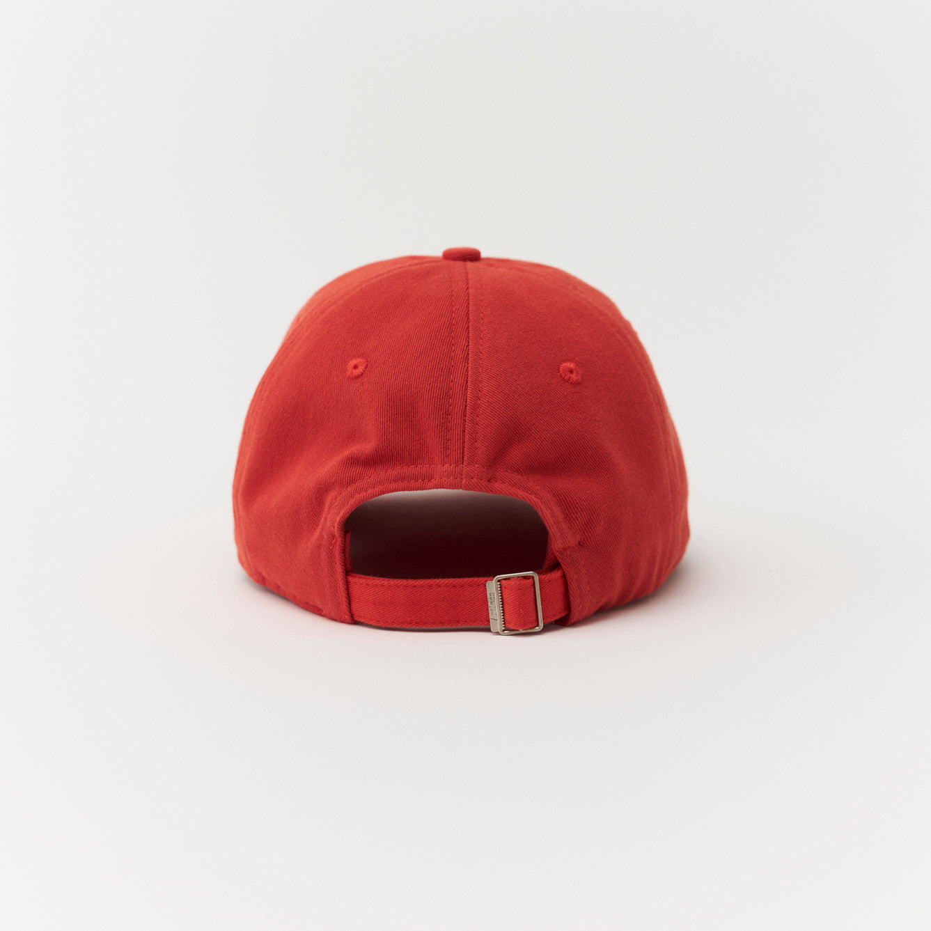 Artless red cap with blue text back buckle