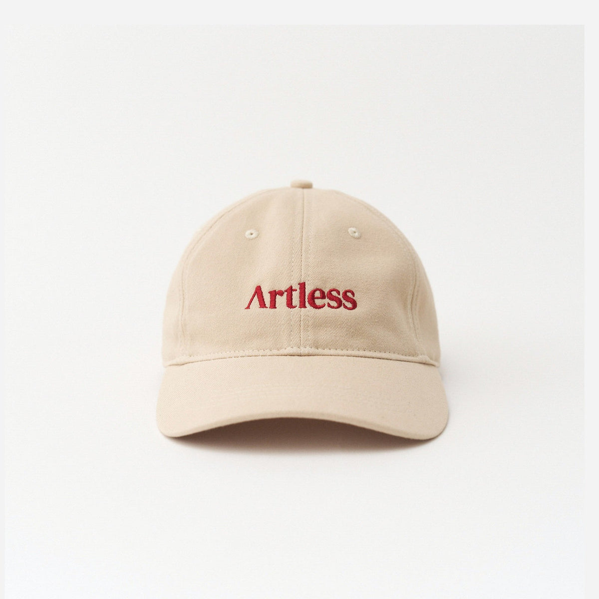 Sand Artless logo organic dad cap, front view