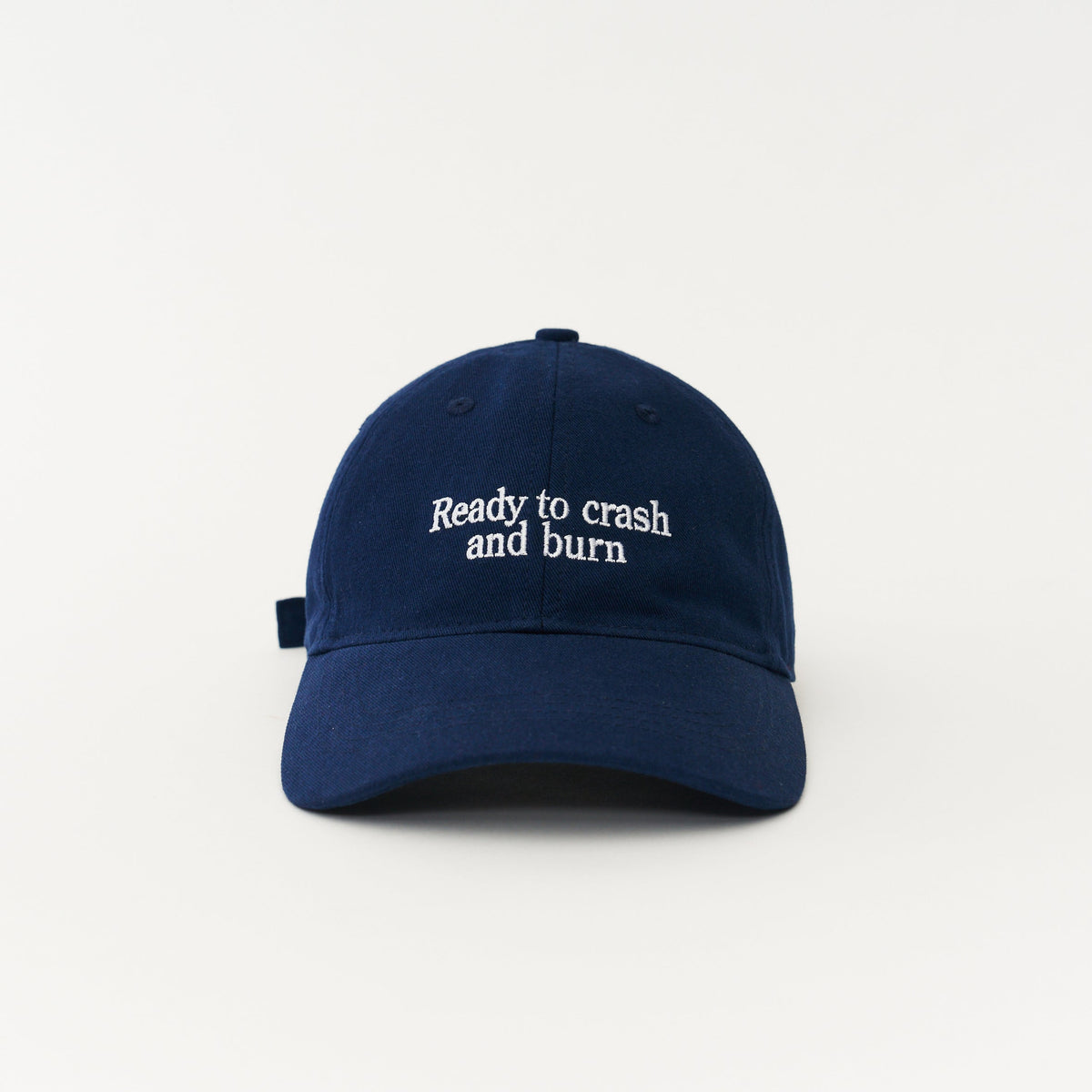 Navy Artless Ready to crash and burn organic dad cap, unstructured 6-panel GOTS organic cotton