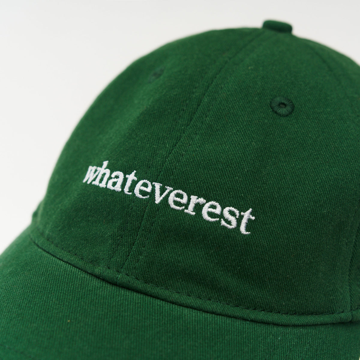 Green Artless whateverest organic dad cap, front view, unstructured 6-panel GOTS organic cotton