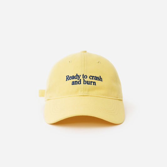 Butter Yellow Artless Ready To Crash And Burn organic dad cap, front view