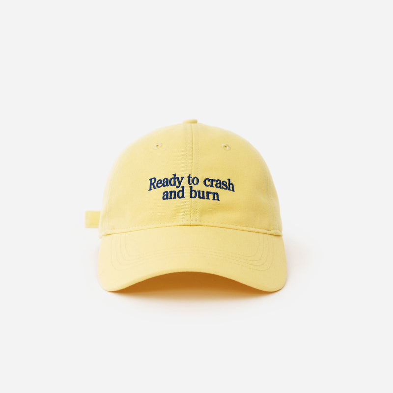 Butter Yellow Artless Ready To Crash And Burn organic cotton dad cap, front view