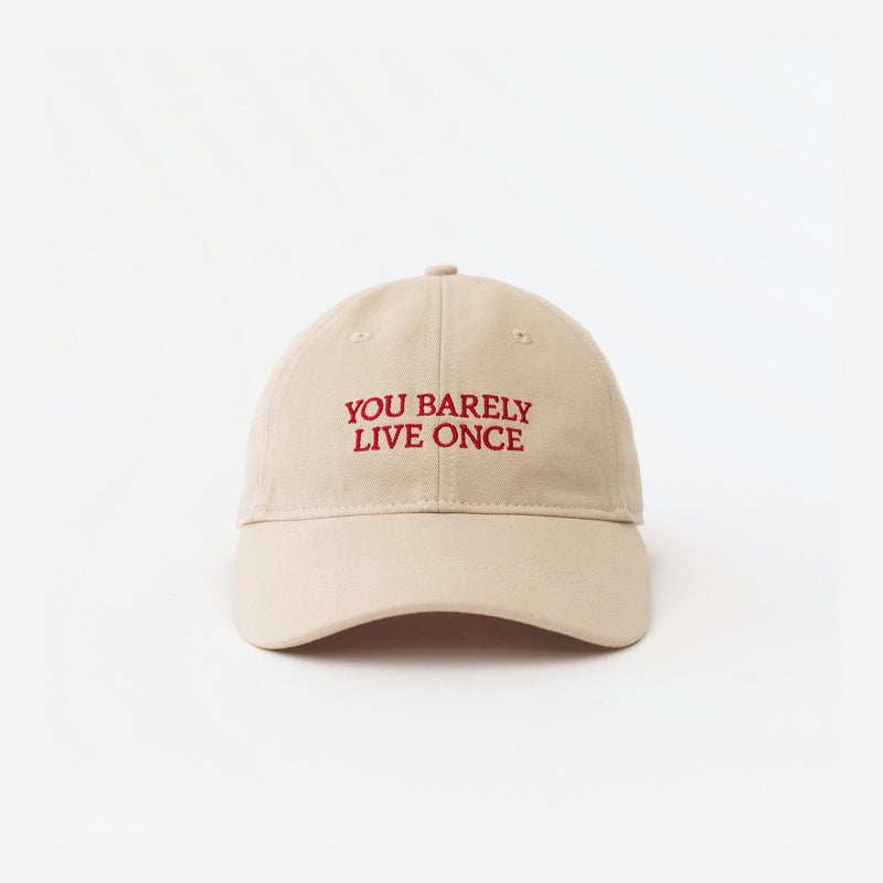 Sand Artless You Barely Live Once organic cotton dad cap, front view