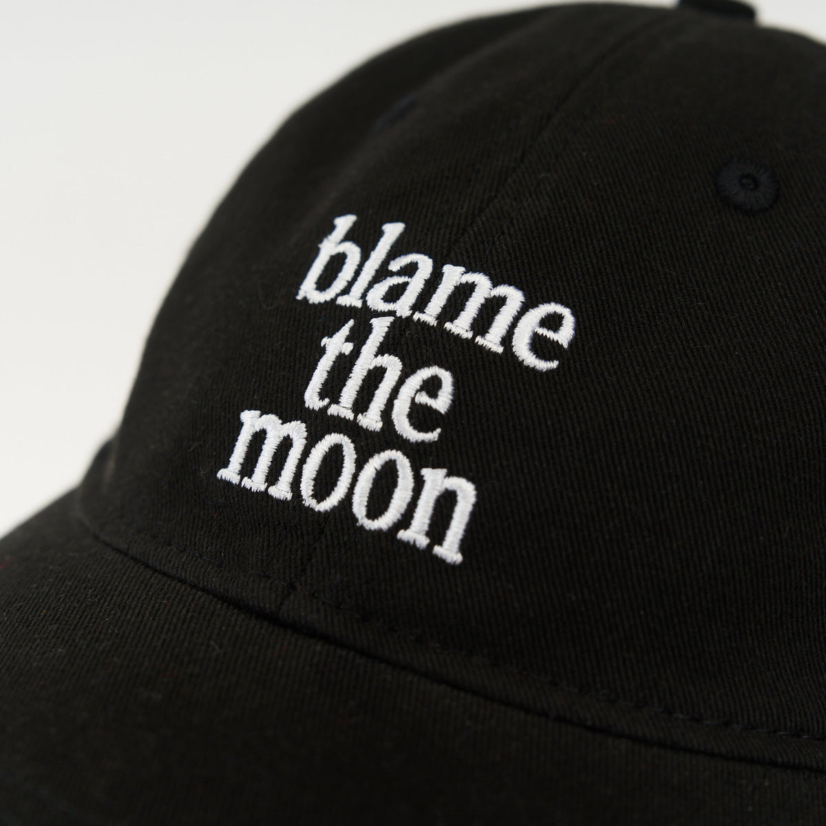 Black Artless blame the moon organic dad cap, unstructured 6-panel GOTS organic cotton
