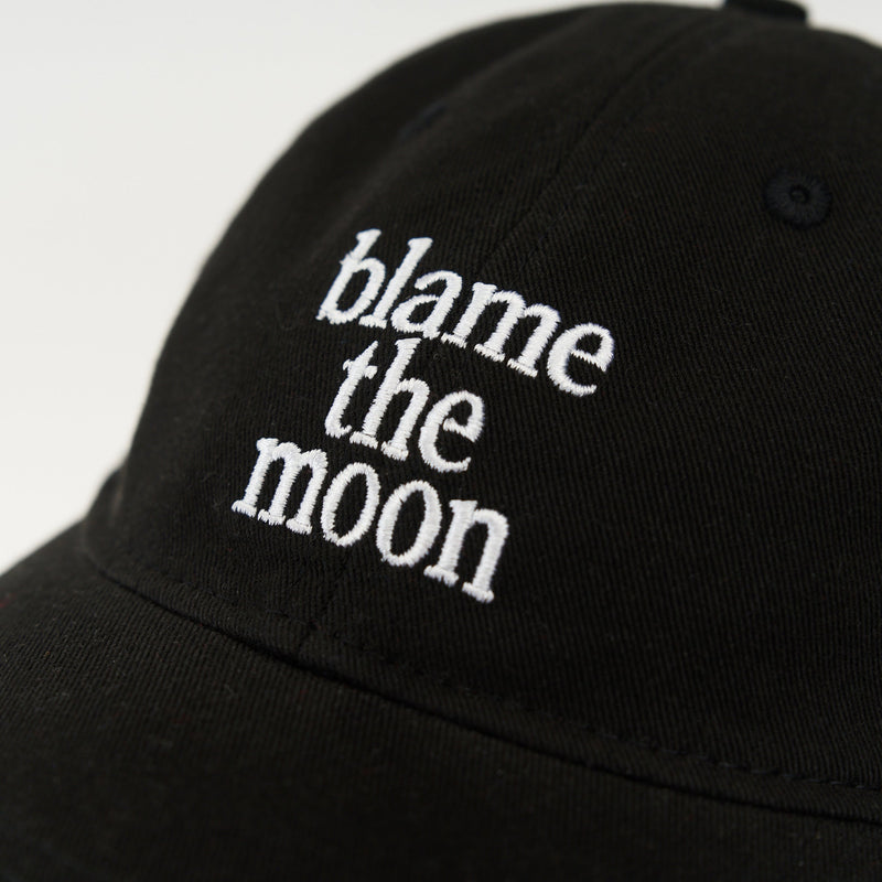Black Artless blame the moon organic dad cap, unstructured 6-panel GOTS organic cotton