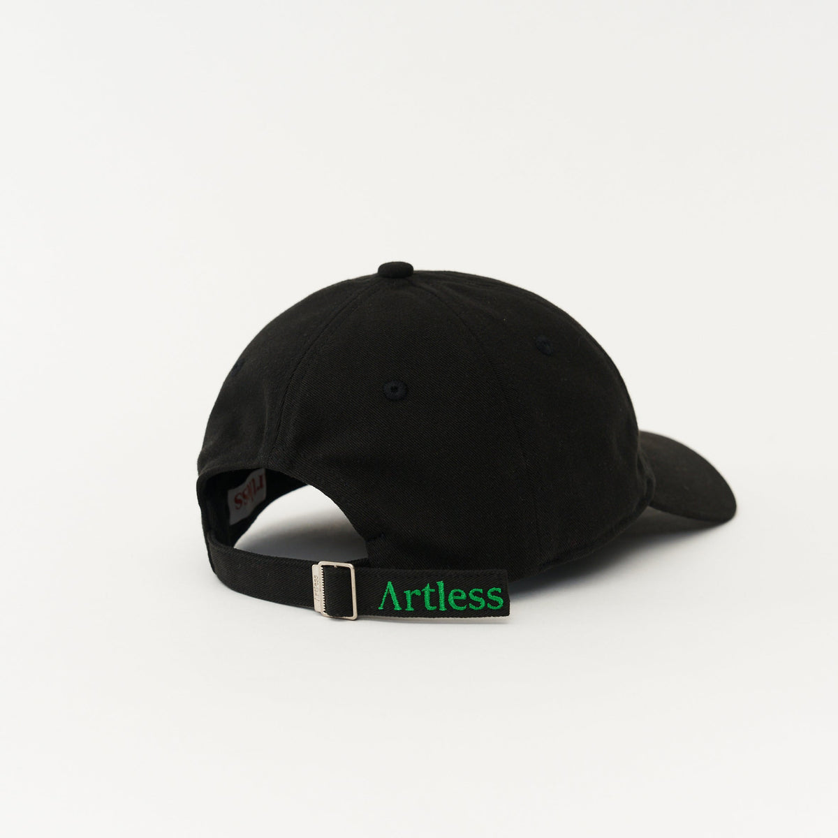 Black Artless You Barely Live Once organic dad cap with green embroidery, unstructured 6-panel GOTS organic cotton