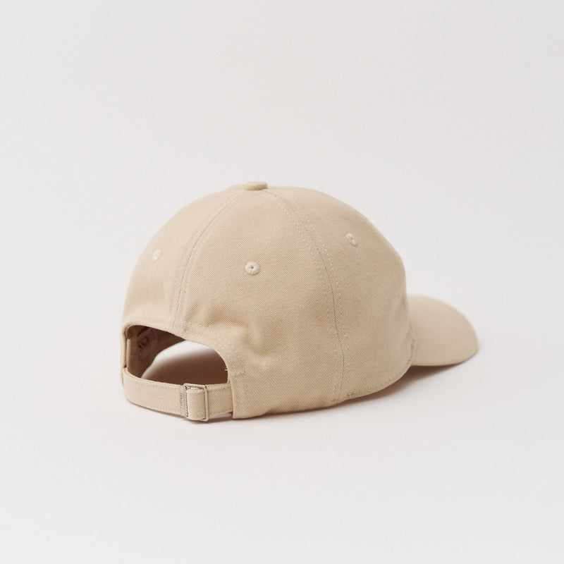 Sand coloured unstructured 6-panel dad cap made from GOTS certified organic cotton by Artless back view