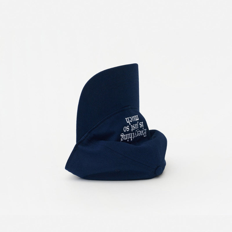 Navy Artless Everything Is Just So Much organic dad cap, laying on its side